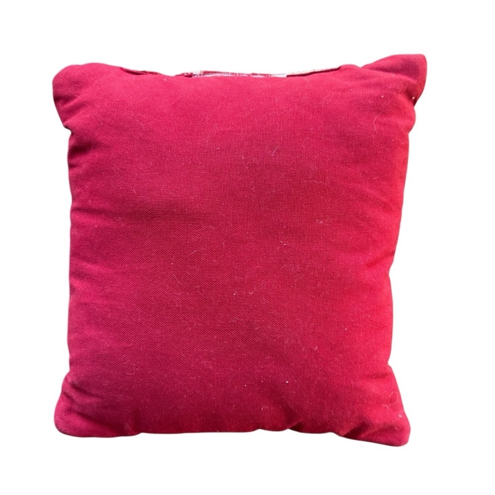 Floral Embroidered Throw Pillow - Red, Pink, Yellow 10x10” - Picture 2 of 2